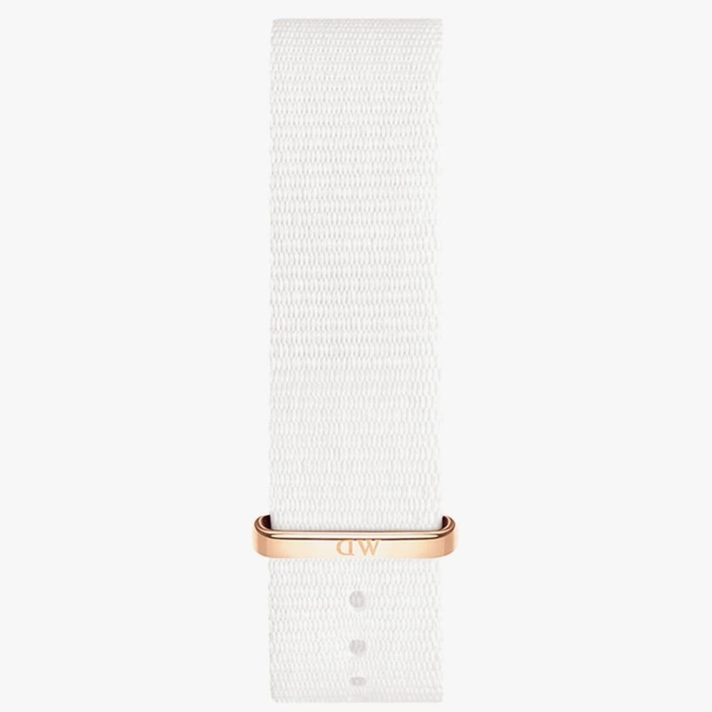 Daniel Wellington Classic Dover Black Dial White Nylon Strap Watch For Women - DW00100310