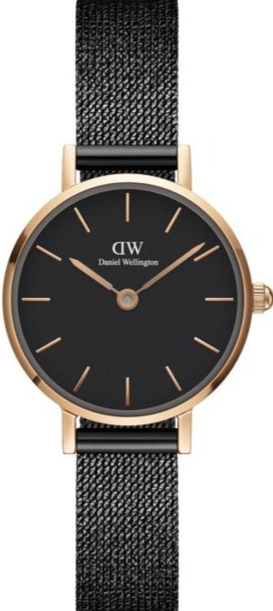 Daniel Wellington Classic Petite Pressed Ashfield Black Dial Black Mesh Bracelet Watch For Women - DW00100441