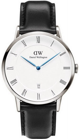 Daniel Wellington Dapper Sheffield White Dial Black Leather Strap Watch For Men - DW00100088