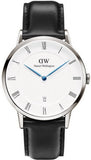 Daniel Wellington Dapper Sheffield White Dial Black Leather Strap Watch For Men - DW00100088