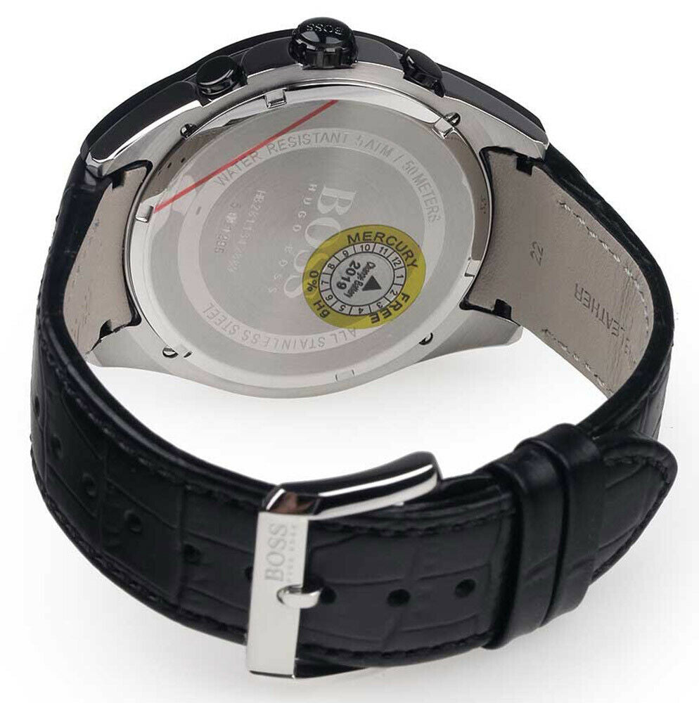 Hugo Boss Onyx Black Dial Black Leather Strap Watch for Men - 1513367