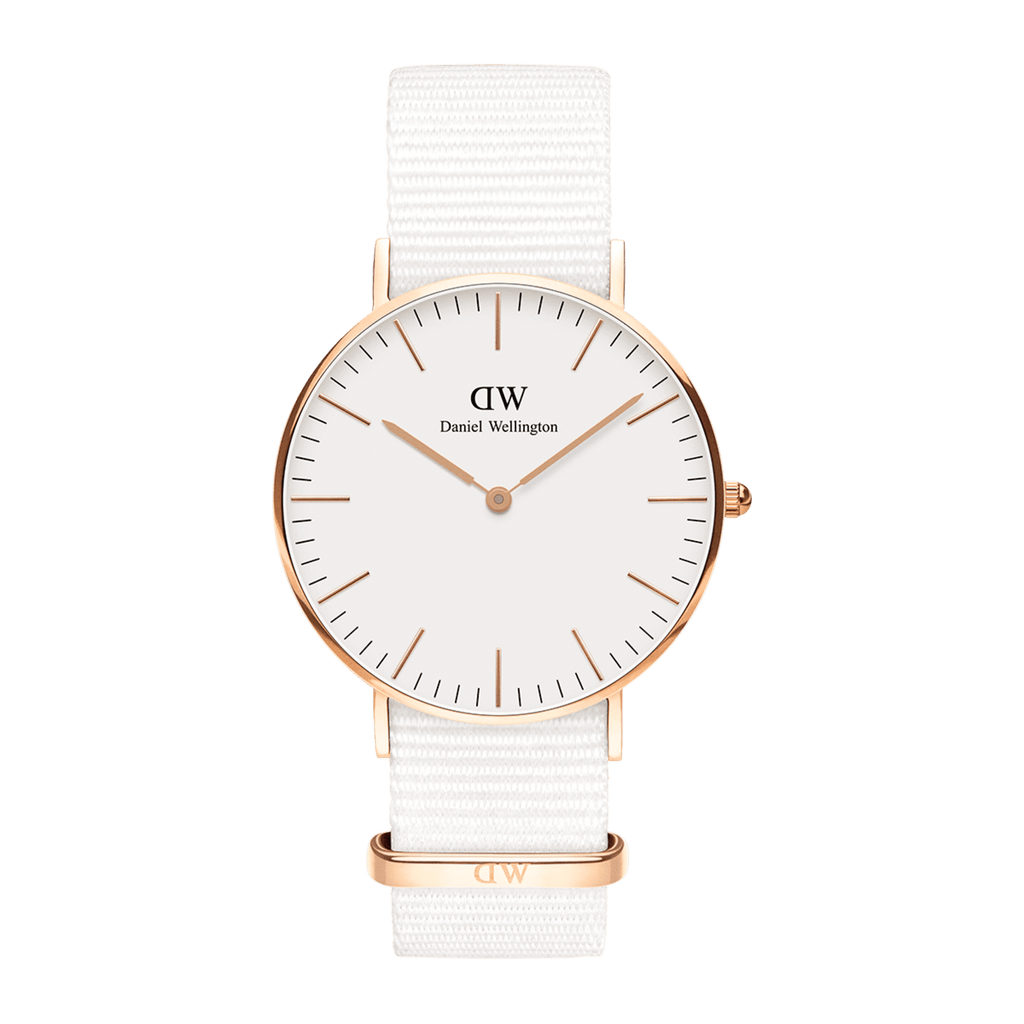 Daniel Wellington Classic Dover White Dial White Nylon Strap Watch For Women - DW00100309