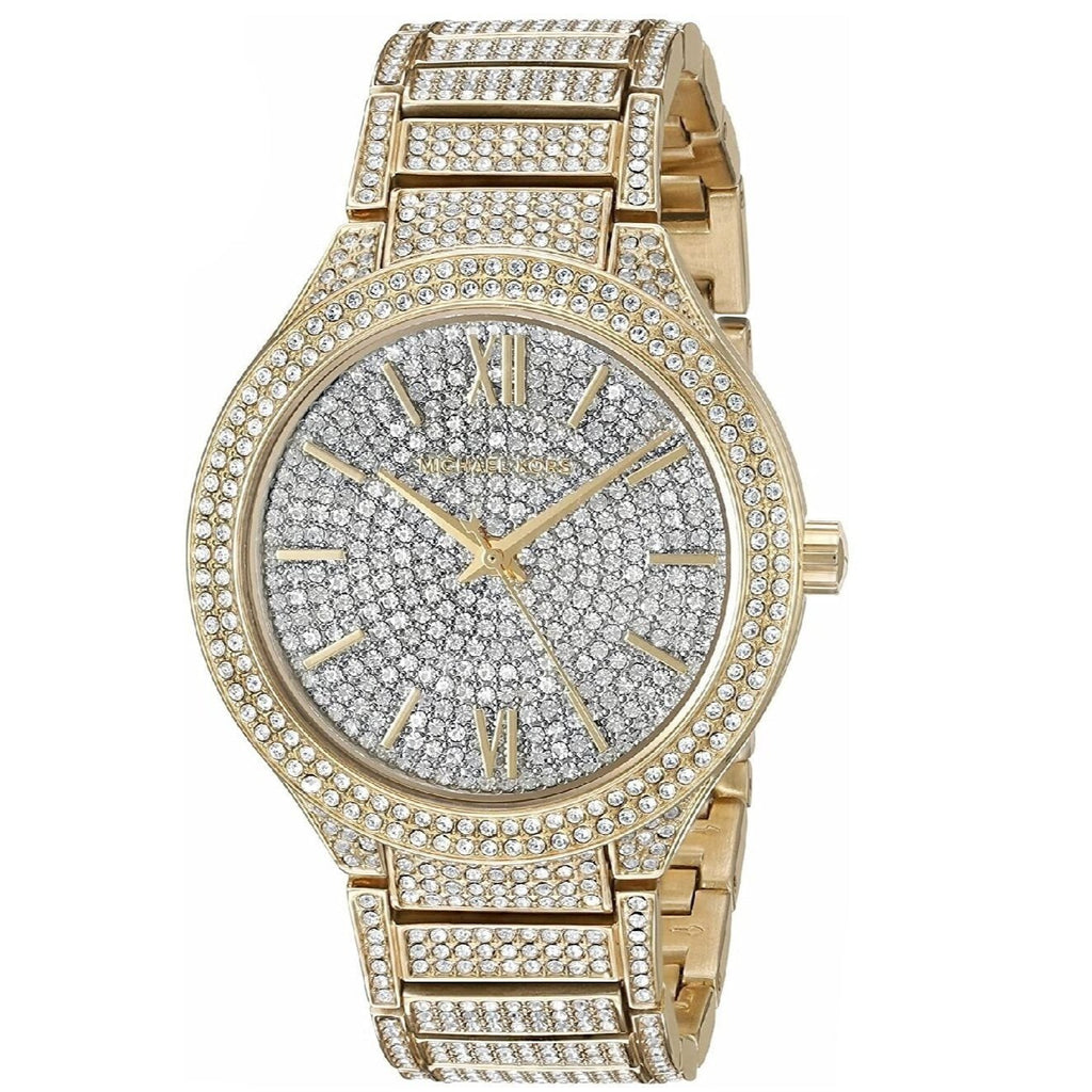 Michael Kors Kerry Crystals Gold Dial Gold Steel Strap Watch For Women - MK3360
