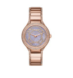 Michael Kors Kerry Purple Dial Rose Gold Stainless Steel Strap Watch for Women - MK3482