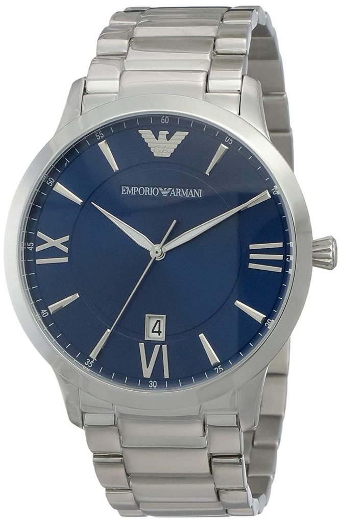 Emporio Armani Giovanni Quartz Blue Dial Silver Steel Strap Watch For Men - AR11227