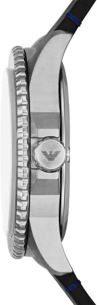 Emporio Armani Diver Three-Hand Quartz Blue Dial Blue Leather Strap Watch For Men - AR11516