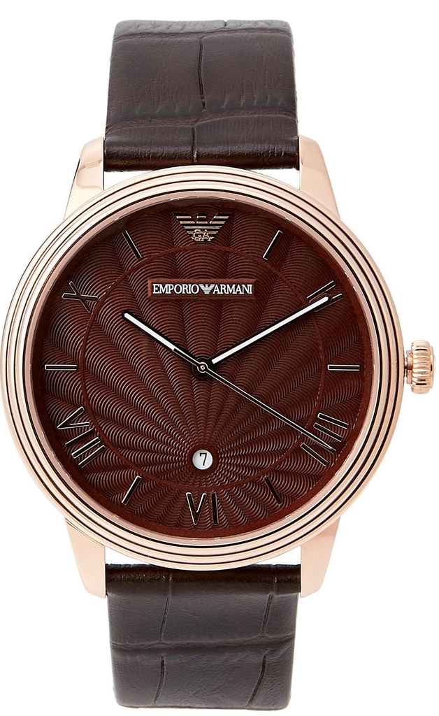 Emporio Armani Classic Quartz Brown Dial Brown Leather Strap Watch For Men - AR1613