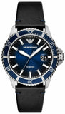 Emporio Armani Diver Three-Hand Quartz Blue Dial Blue Leather Strap Watch For Men - AR11516