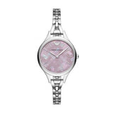 Emporio Armani Aurora Mother Of Pearl Purple Dial Silver Steel Strap Watch For Women - AR11122