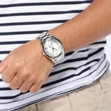 Emporio Armani Dress Quartz Silver Dial Silver Steel Strap Watch For Men - AR11084