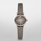 Emporio Armani Gianni T Bar Quartz Gray Dial Gray Leather Strap Watch For Women - AR1727