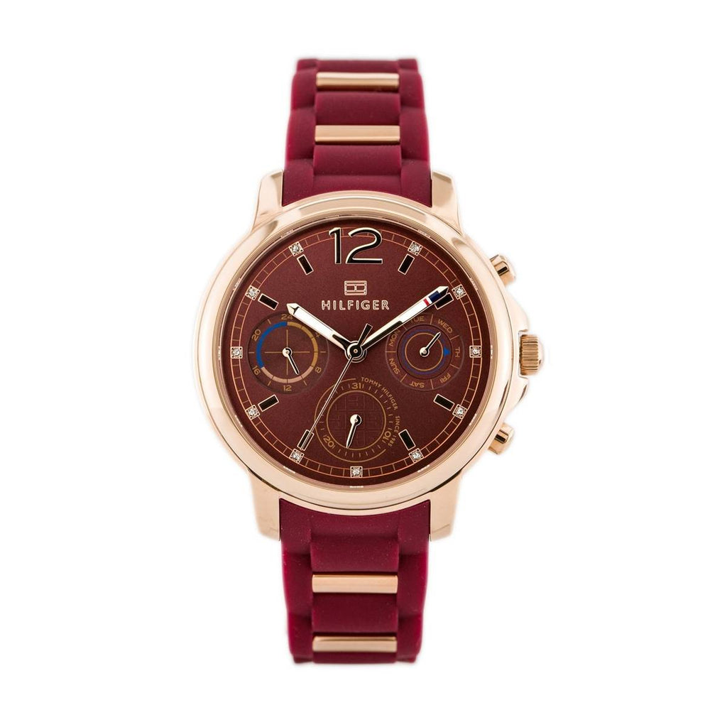 Tommy Hilfiger Claudia Red Dial Two Tone Steel Strap Watch for Women - 1781744