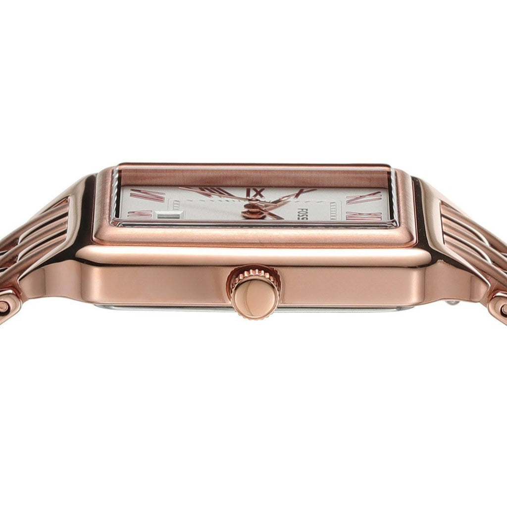 Fossil Raquel Three Hand Date White Dial Rose Gold Steel Strap Watch For Women - ES5271