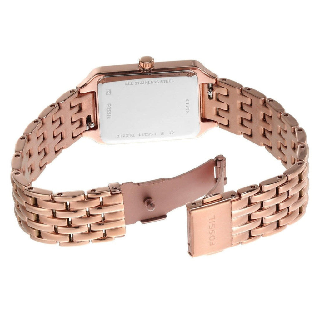 Fossil Raquel Three Hand Date White Dial Rose Gold Steel Strap Watch For Women - ES5271