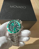 Movado Series 800 Green Dial Silver Steel Strap Watch For Men - 2600136