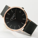 Coach Charles Black Ion Dial Black Mesh Bracelet Watch for Men - 14602470