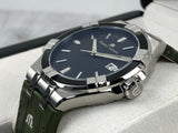 Maurice Lacroix Aikon Quartz Black Dial Green Crocodile Leather Strap Watch for Men - AI1008-PVB21-330-1