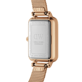 Daniel Wellington Quadro Melrose Black Dial Rose Gold Mesh Bracelet Watch For Women - DW00100432