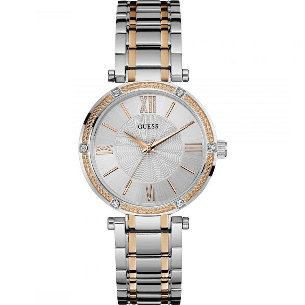 Guess Park Ave Silver Dial Two Tone Steel Strap Watch for Women - W0636L1