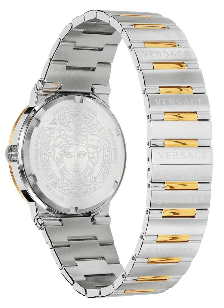 Versace Greca Green Dial Silver Steel Strap Watch for Men - VEVI00420