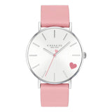 Coach Perry Silver Dial Pink Leather Strap Watch for Women - 14503516