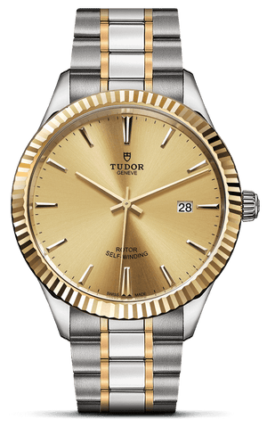 Tudor Style Automatic Gold Dial Two Tone Steel Strap Watch for Men - M12713-0001