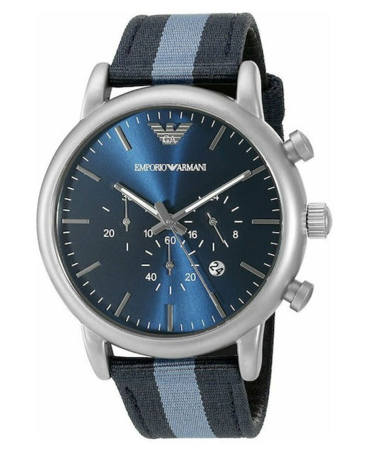 Emporio Armani Luigi Chronograph Quartz Blue Dial Blue Nylon Strap Watch For Men - AR1949
