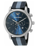 Emporio Armani Luigi Chronograph Quartz Blue Dial Blue Nylon Strap Watch For Men - AR1949