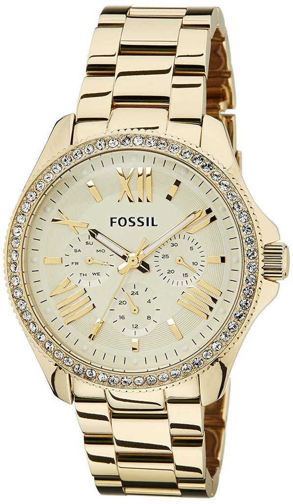 Fossil Cecile Chronograph Gold Dial Gold Steel Strap Watch for Women - AM4482