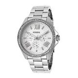 Fossil Cecile Chronograph Silver Dial Silver Steel Strap Watch for Women - AM4481