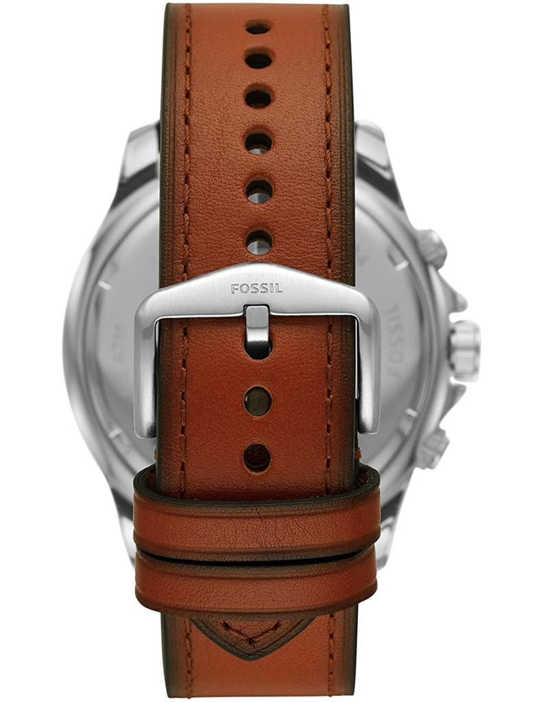 Fossil Dillinger Luggage Chronograph Blue Dial Brown Leather Strap Watch for Men - FS5675