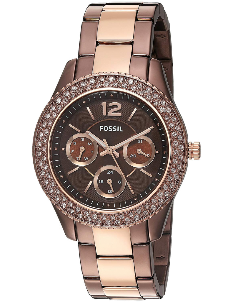 Fossil Stella Multifunction Brown Dial Two Tone Steel Strap Watch for Women - ES4079