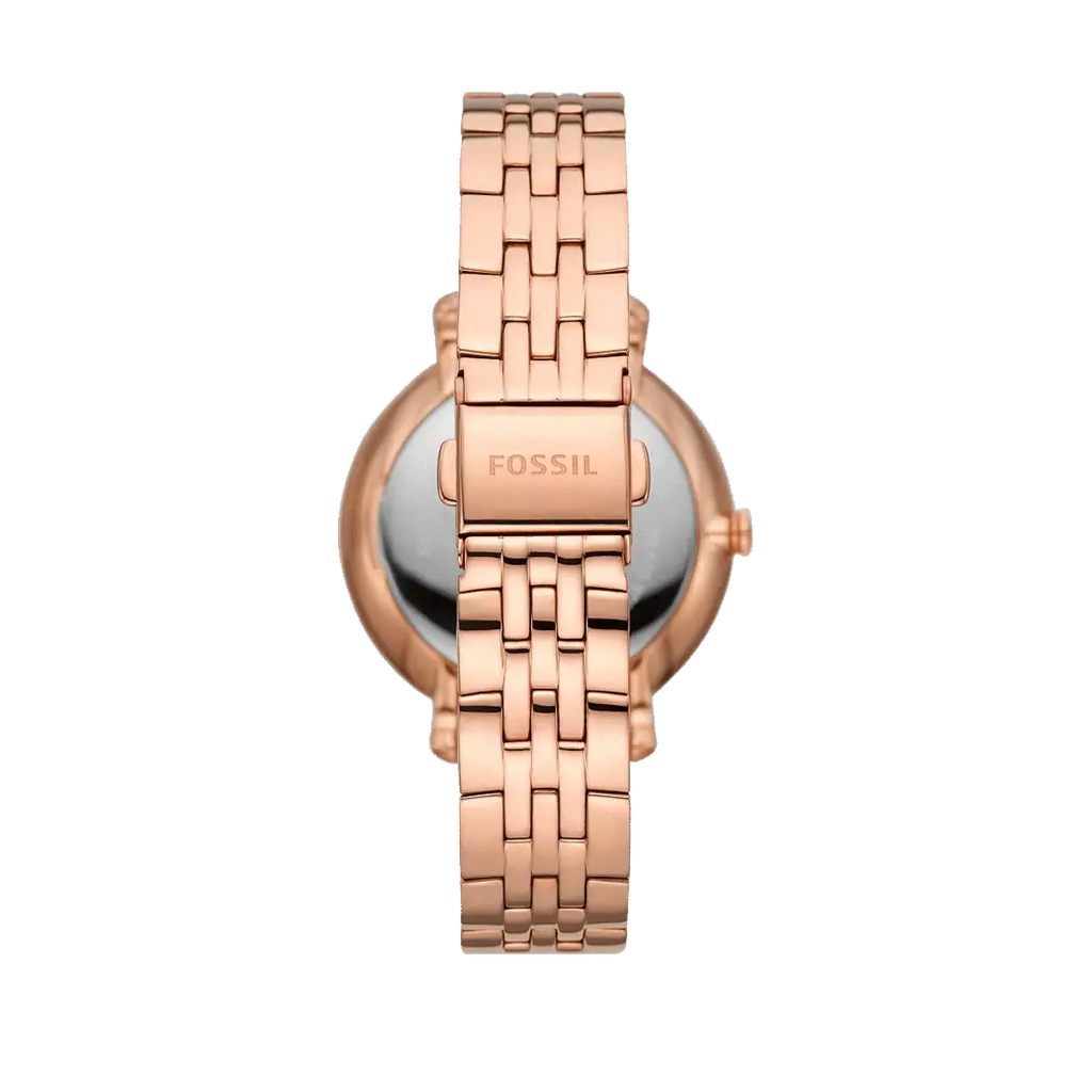 Fossil Jacqueline Analog Moonphase Mother of Pearl White Dial Rose Gold Steel Strap Watch for Women - ES5165