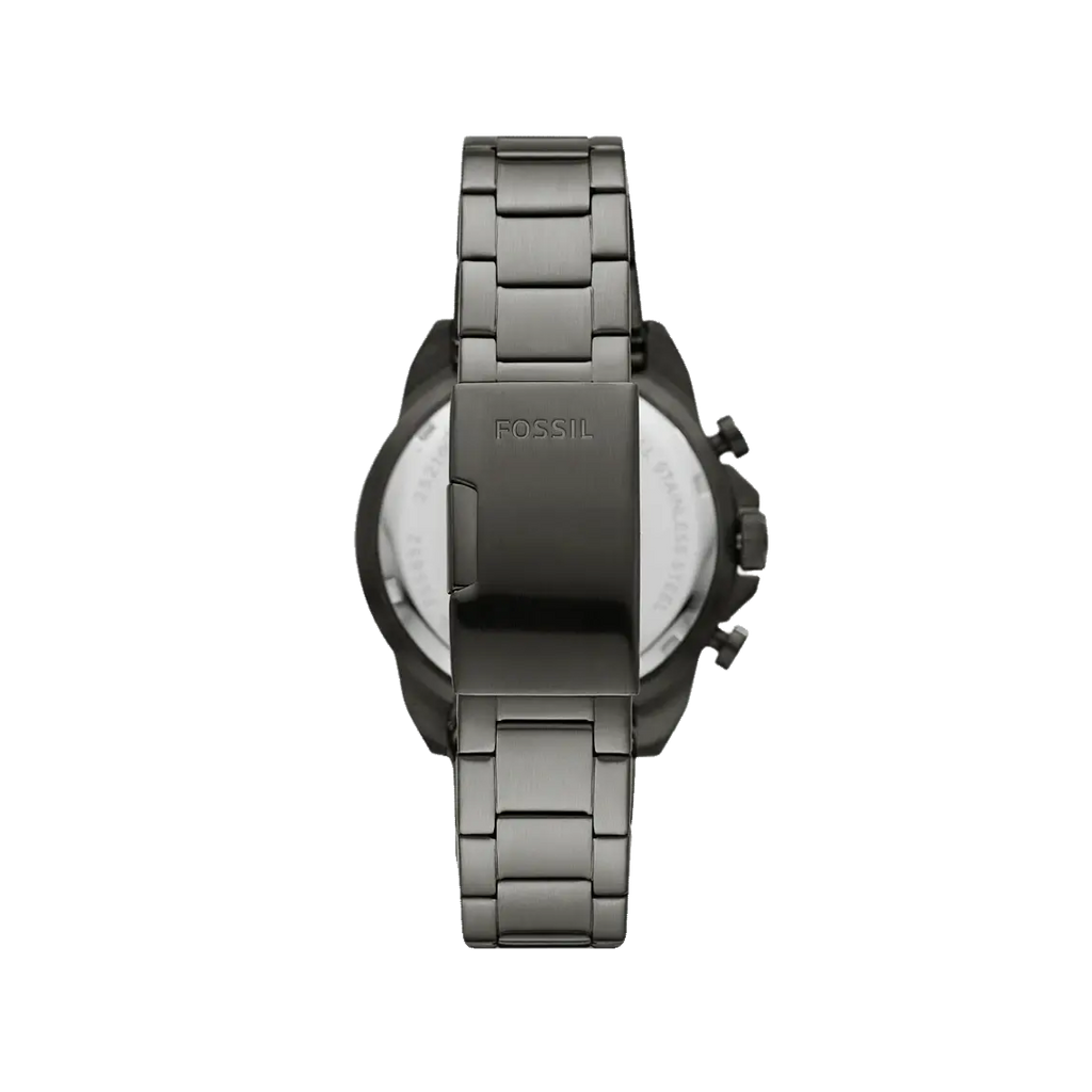 Fossil Bronson Chronograph Black Dial Grey Steel Strap Watch for Men - FS5852