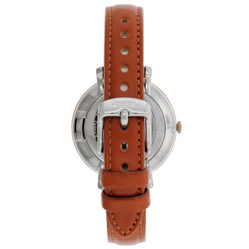 Fossil Jacqueline White Dial Brown Leather Strap Watch for Women - ES3842