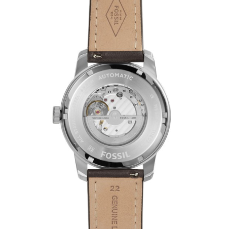 Fossil Pilot 54 Automatic Cream Dial Brown Leather Strap Watch for Men - ME3119