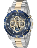 Fossil Grant Sport Automatic Skeleton Blue Dial Two Tone Steel Strap Watch for Men - ME3141