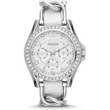 Fossil Riley White Dial White Leather Strap Watch for Women - ES3463