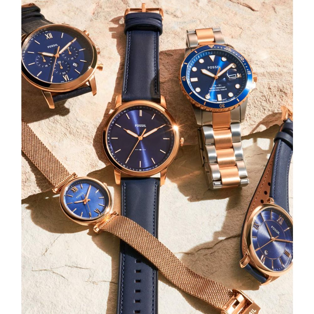 Fossil The Minimalist 3H Analog Blue Dial Blue Leather Strap Watch for Men - FS5789