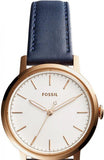 Fossil The Minimalist Slim White Dial Blue Leather Strap Watch for Men - FS5371