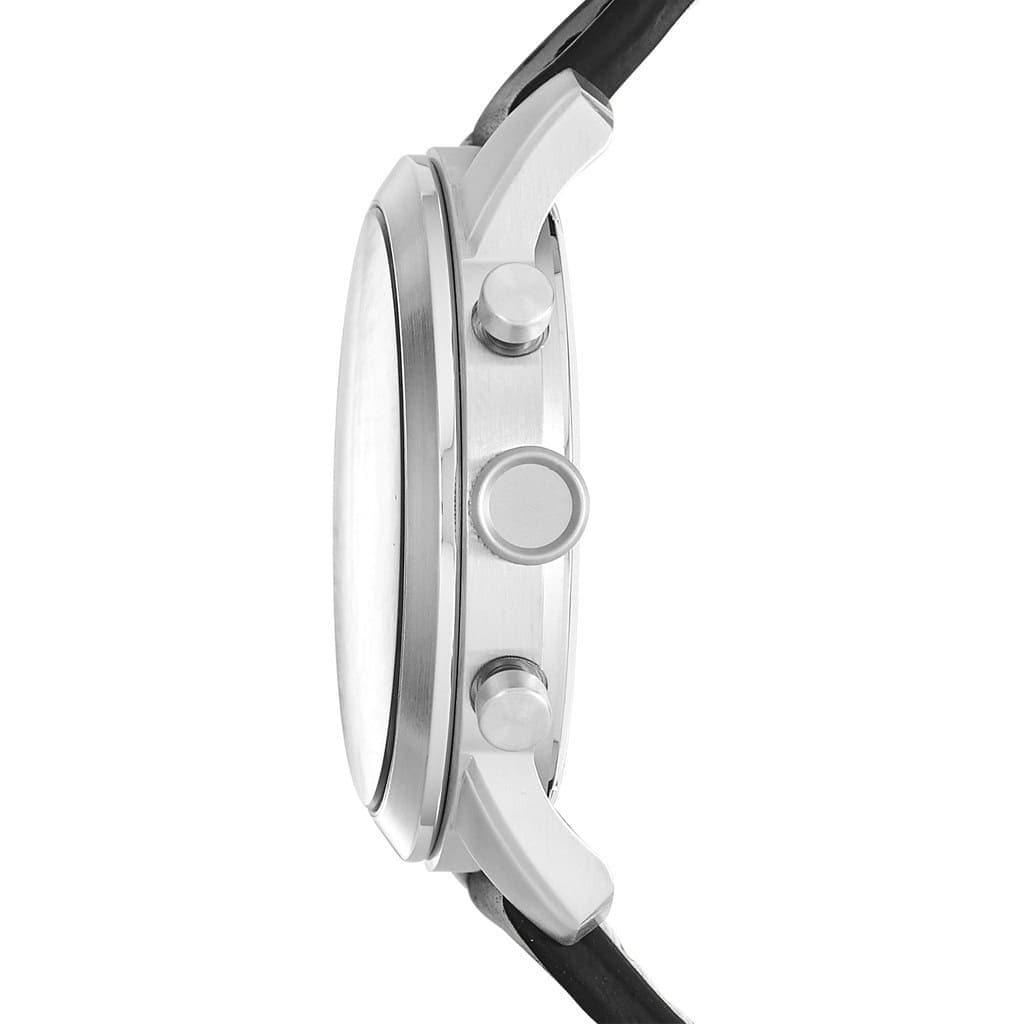 Fossil Pilot Chronograph Sky Blue Dial Black Leather Strap Watch for Men - FS5162