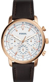 Fossil Goodwin Chronograph White Dial Brown Leather Strap Watch for Men - FS5415