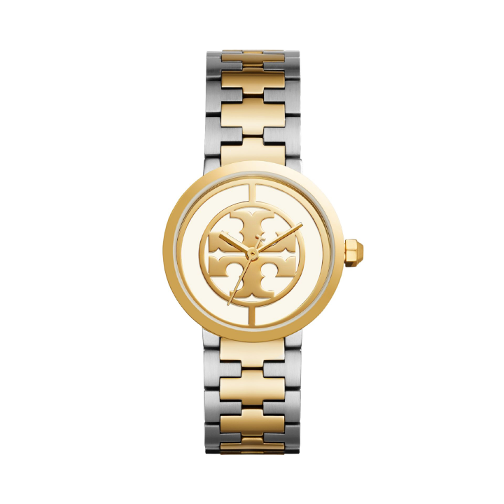 Tory Burch Reva Gold Dial Two Tone Steel Strap Watch for Women - TBW4027
