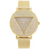 Guess Iconic Diamonds Gold Dial Gold Mesh Bracelet Watch For Women - GW0477L2