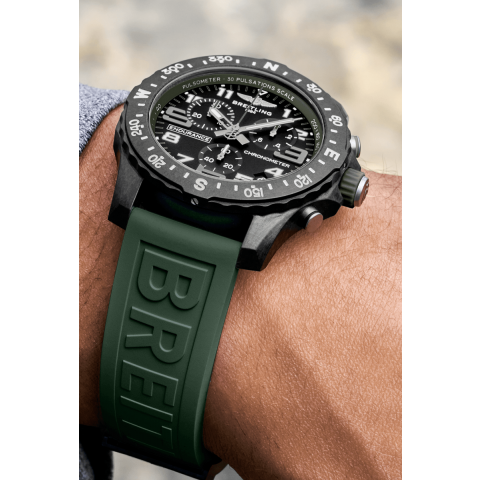 Breitling Endurance Pro Black Dial Green Rubber Strap Watch for Men - X82310D31B1S1