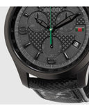 Gucci G Timeless Chronograph Black Dial Black Leather Strap Watch For Men - YA126244