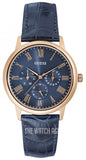 Guess Analog Blue Dial Blue Leather Strap Watch For Men - W0496G4