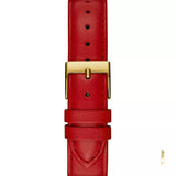 Guess Trend Dragon Gold Dial Red Leather Strap Watch For Women - GW0646L1