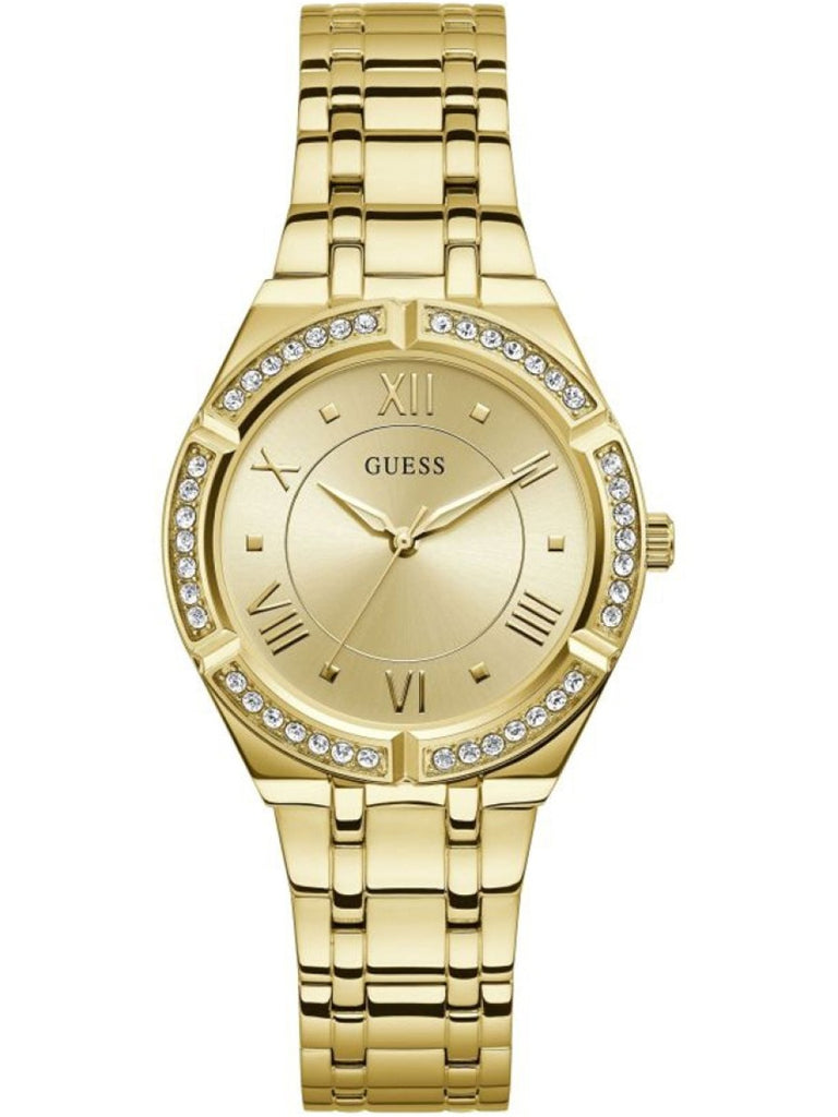 Guess Cosmo Diamonds Gold Dial Gold Steel Strap Watch For Women - GW0033L2