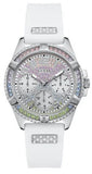 Guess Frontier Diamonds Silver Dial White Rubber Strap Watch for Women - GW0045L1